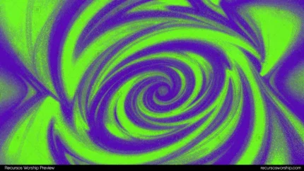Espiral hipnotica cuadrada bandas fluidas verde lima brillante violeta purpura profundo movimiento rotacional centrifugo pop vibrante complementario alta energia visual
