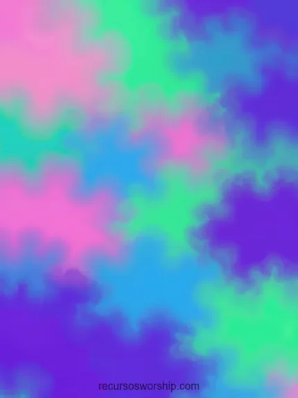 Fondo abstracto vertical nubes holograficas difusas verde menta rosa fucsia azul cobalto violeta purpura organico suave dreamy etereo pastel vibrante fantasia holografica