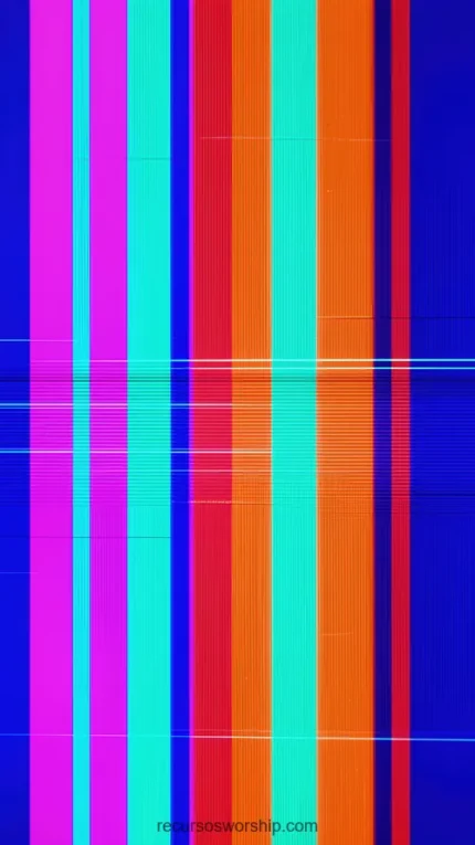 Textura glitch vertical barras color multicolor magenta cian amarillo verde naranja azul fondo negro lineas interferencia blanca pantalla television error digital tecnologico vivaz