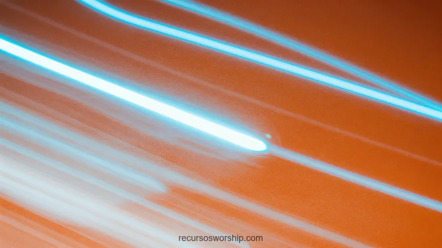 Fotografia horizontal velocidad rayos luz cian blanco diagonal fondo naranja cobre trazas movimiento ultrapido detalle cinematografico minimalista energia alta velocidad contrastado