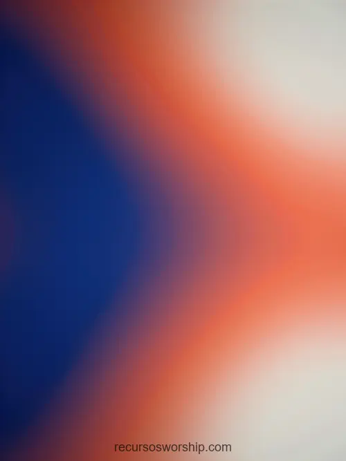 Composicion abstracta cuadrada degradado blurred extremo azul cobalto izquierda naranja salmon derecha beige claro centro difuminado dualidad bicolor suave contemplativo sereno
