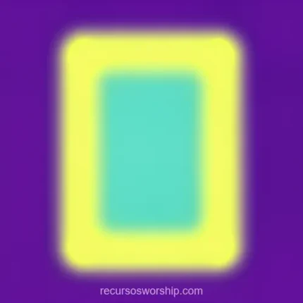 Composicion abstracta cuadrada minimalista rectangulo cian turquesa difuso halo amarillo brillante fondo violeta purpura profundo bordes difuminados marco luminoso contemplativo etereo