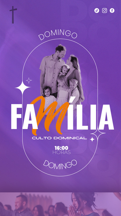 formato vertical de plantilla para reuniones religiosas familiares en color violeta