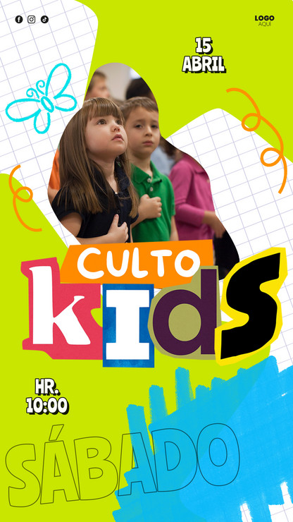 flyer vertical personalizable para ministerio de niños en iglesias cristianas