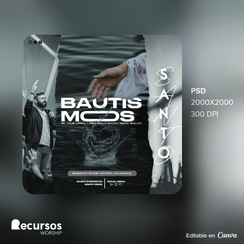 Plantilla moderna de bautismo editable para iglesias