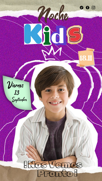 flyer para historias de redes sociales sobre noche de niños cristiana