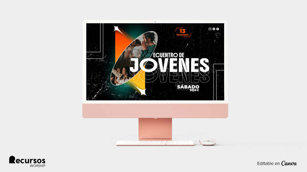 ejemplo de uso de plantilla para publicidad juvenil en pantallas panorámicas.