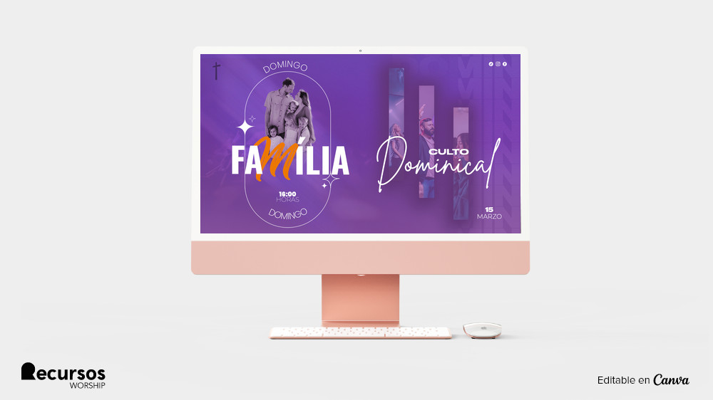 disposición panorámica de plantilla para servicios de oración y adoración familiar
