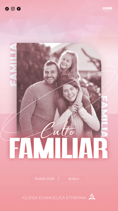 flyer vertical para redes sociales de culto familiar cristiano