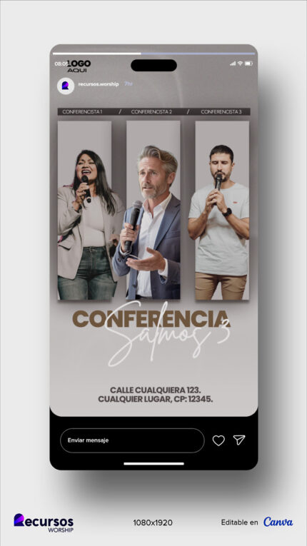 plantilla ajustable para celular de evento de alabanza y adoracion