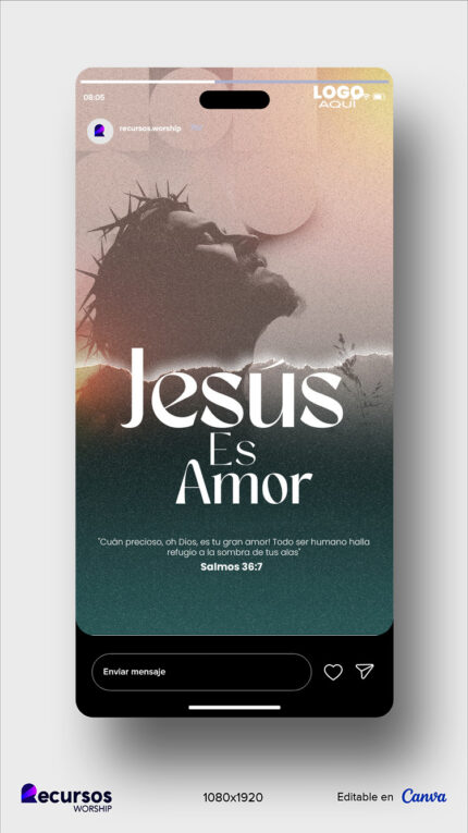 Captura de pantalla de historia para redes sociales con estética espiritual limpia