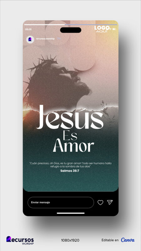 Captura de pantalla de historia para redes sociales con estética espiritual limpia