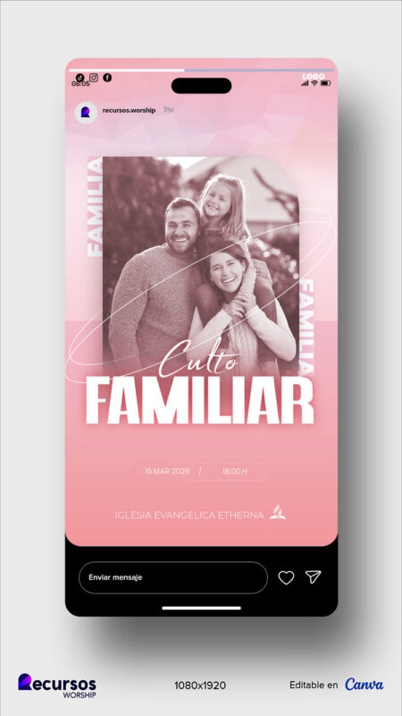 visualización en smartphone de diseño para evento religioso familiar
