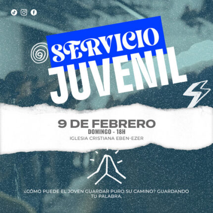 Vista en miniatura de plantilla sobre un evento de servicio juvenil cristiano editable