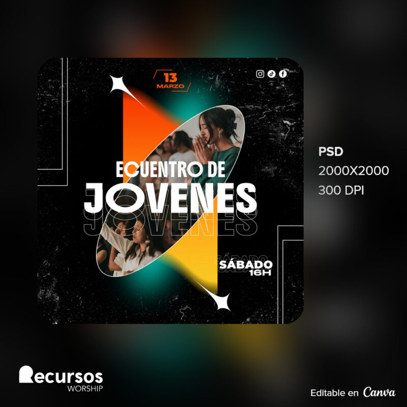 plantilla moderna para eventos juveniles editable para promoción.