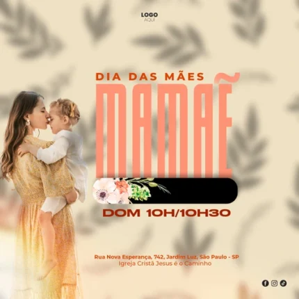 Modelo de Evento do Dia das Mães para Igrejas | Design Acolhedor 1:1 para Redes Canva — miniatura, 1:1