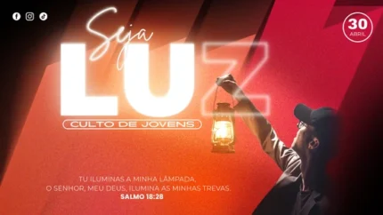 Fundo Culto de Jovens Eventos Luminosos | Design Neón 16:9 para Projetor Photoshop — miniatura, 16:9