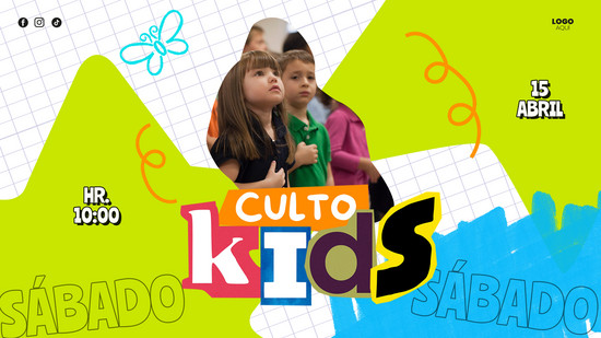 presentación de diapositivas editable para culto de niños con colores vivos