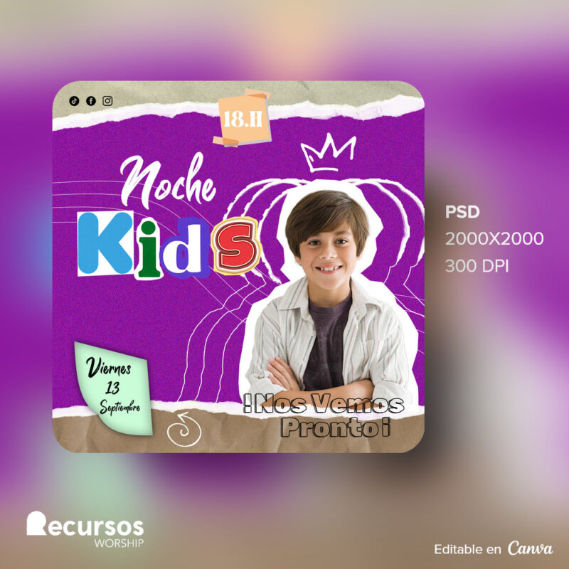 plantilla editable de noche de eventos infantiles cristiano
