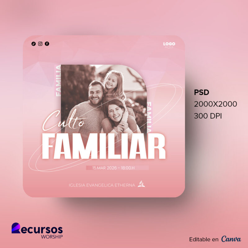 diseño moderno de la plantilla de evento de culto familiar