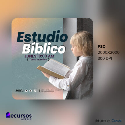 Plantilla para publicación en redes sociales de estudio bíblico moderno