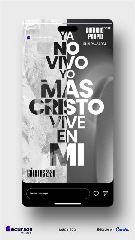 pantalla de móvil mostrando post vertical con estética desgastada y cita inspiracional