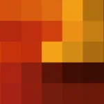 Bloques de píxeles en tonos amarillo y rojo con molinete, video loop VJ para escenario de iglesia