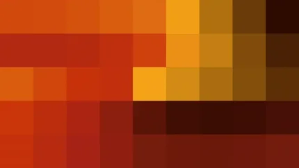 Bloques de píxeles en tonos amarillo y rojo con molinete, video loop VJ para escenario de iglesia