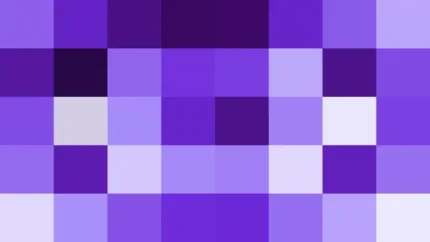 Bloques de píxeles en tonos azul y violeta con túnel, video loop VJ para escenario de iglesia
