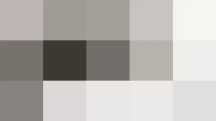 Bloques de píxeles grandes en tonos negro y gris con órbitas, video loop VJ para escenario de iglesia