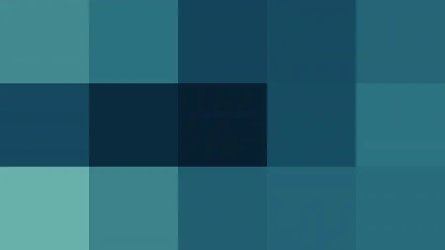 Bloques de píxeles grandes en tonos teal y oscuro con bandas partidas, video loop VJ para escenario de iglesia