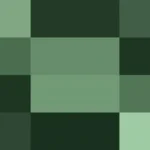 Bloques de píxeles grandes en tonos verde y salvia con ondas concéntricas, video loop VJ para escenario de iglesia
