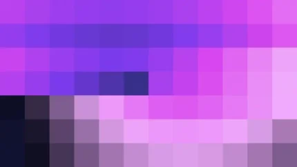 Bloques de píxeles en tonos púrpura y violeta con órbitas, video loop VJ para escenario de iglesia