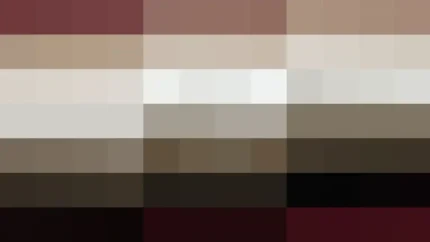 Bloques de píxeles en tonos rojo y oscuro con bandas horizontales, video loop VJ para escenario de iglesia
