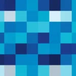 Bloques de píxeles en tonos teal y azul con destellos, video loop VJ para escenario de iglesia