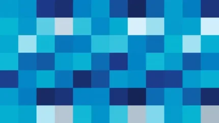 Bloques de píxeles en tonos teal y azul con destellos, video loop VJ para escenario de iglesia
