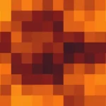 Mosaico de píxeles en tonos amarillo y naranja con bandas partidas, video loop VJ para escenario de iglesia