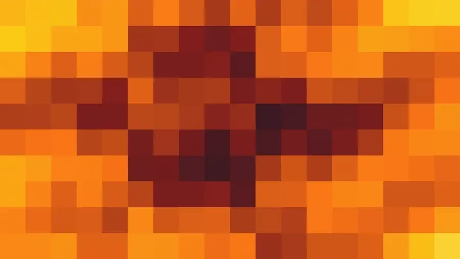 Mosaico de píxeles en tonos amarillo y naranja con bandas partidas, video loop VJ para escenario de iglesia