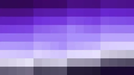 Mosaico de píxeles en tonos azul y violeta con barrido vertical, video loop VJ para escenario de iglesia