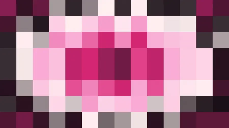 Mosaico de píxeles en tonos magenta con ondas concéntricas, video loop VJ para escenario de iglesia