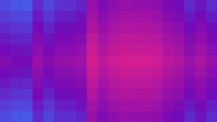 Mosaico de píxeles en tonos magenta y violeta con bandas partidas, video loop VJ para escenario de iglesia
