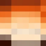 Mosaico de píxeles en tonos naranja y terracota con barrido vertical, video loop VJ para escenario de iglesia