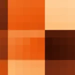 Mosaico de píxeles en tonos naranja y terracota, video loop VJ para escenario de iglesia
