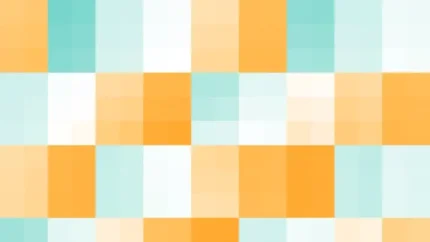 Mosaico de píxeles en tonos naranja y turquesa, video loop VJ para escenario de iglesia