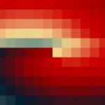 Mosaico de píxeles en tonos rojo y amarillo con espiral, video loop VJ para escenario de iglesia