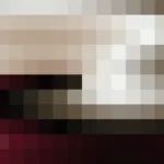 Mosaico de píxeles en tonos rojo y oscuro con espiral, video loop VJ para escenario de iglesia