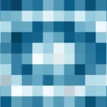Mosaico de píxeles en tonos teal y celeste con efecto lente, video loop VJ para escenario de iglesia