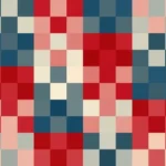 Mosaico de píxeles en tonos teal y rojo, video loop VJ para escenario de iglesia