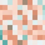 Mosaico de píxeles en tonos turquesa y melocotón con caleidoscopio, video loop VJ para escenario de iglesia