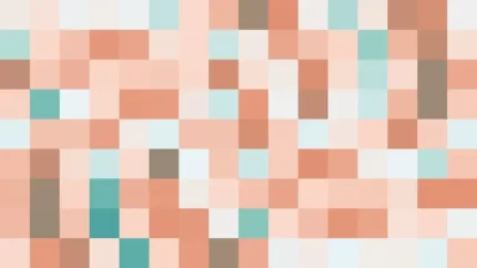 Mosaico de píxeles en tonos turquesa y melocotón con caleidoscopio, video loop VJ para escenario de iglesia
